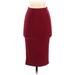 Nasty Gal Inc. Casual Midi Skirt Calf Length: Burgundy Print Bottoms - Women's Size 2