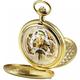 Woodford Skeleton Pocket Watch, 1051, Men's Gold-Plated Twin-Lidded Two Time Zone Moon-Phase with Chain (Suitable for Engraving)