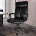 Black Office Desk Chair with PU Leather, Adjustable Height/Tilt