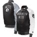 "Youth Starter Black Brooklyn Nets Raglan Full-Snap Varsity Jacket"