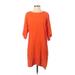 H&M Casual Dress - Shift Crew Neck 3/4 sleeves: Orange Print Dresses - Women's Size 4