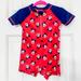 Disney Swim | Disney Baby Red + Blue One Piece Mickey Mouse Swimsuit Rash Guard | Color: Blue/Red | Size: 3-6mb