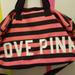 Pink Victoria's Secret Bags | Large Pink By Victoria Secret Srtiped Duffle Bag | Color: Pink/White | Size: Os