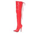 Gizelle Damen Schnürstiefeletten auf der Rückseite Overknee-Stiefel, rotes Leder, 40.5 EU