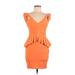 Lipsy London Casual Dress - Party Plunge Sleeveless: Orange Print Dresses - Women's Size 2