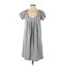J.Crew Factory Store Casual Dress - A-Line Scoop Neck Short sleeves: Gray Print Dresses - Women's Size Small