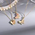 Collier à pendentif papillon fleur en Zircon en acier inoxydable ras du cou cadeaux de fête pour