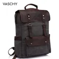 VASCHY-Sac à dos en cuir pour ordinateur portable avec compartiment pour ordinateur portable de 15.6