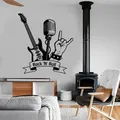 Rock "N" Rouleau Sticker Musique Rock JEMicrophone Bar Musique Chambre Décor NikVinyle Sticker Mural