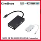 Grwibeou-Adaptateur 3 en 1 Mini DP DisplayPort vers HDMI/DVI/VGA câble d'affichage convertisseur