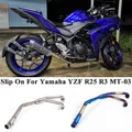 Ligne d'échappement Slip-On complète 51mm sans silencieux pour moto Yamaha YZF R25 R3