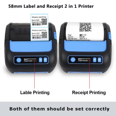 Mini imprimante Portable d'étiquettes de reçu 58mm impression Portable 2 en 1 POS Bluetooth POS