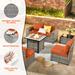 OVIOS Patio Wicker Furniture Wide Arm 7-piece Fire Pit Set with Table
