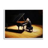 Stupell Industries Mouse Musician Playing Grand Piano Stage Spotlight Painting White Framed Art Print Wall Art Design by Lucia Heffernan