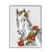 Stupell Industries Festive Holiday Horse Holly Wreath Graphic Art White Framed Art Print Wall Art Design by Laura Konyndyk