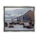 Stupell Industries Grazing Rural Bison Snowy Farmland Barn Scenery Photograph Luster Gray Floating Framed Canvas Print Wall Art Design by Jeff Poe Photography