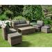 8 PCS Outdoor Furniture Fully Assembled Patio Conversation Furniture sets Wicker Rattan Outside Sectional Sofa Couch Space Saving Deep Seating with Back Cushion Ottoman Coffee Table - Grey