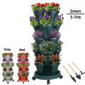 Stackable Planter Vertical Garden Planter with Wheels Strawberry Planter 5 Tier Herb Planter for Growing Vegetables and Succulents Green