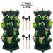 Stackable Planter Vertical Garden Planter with Wheels and Tools Strawberry Planter Indoor/Outdoor 5 Tier for Growing Vegetables Succulents Green 2 Set