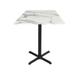 Holland Bar Stool 42 in. Indoor & Outdoor Table with 36 x 36 in. Square White Marble Top