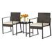 Coelon 3 Pieces Patio Furniture Set Hand-Woven PE Wicker Chairs with Tempered Glass Coffee Table & Soft Cushions