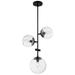 Sky; 3 Light; Pendant Fixture; Matte Black Finish; Clear Glass