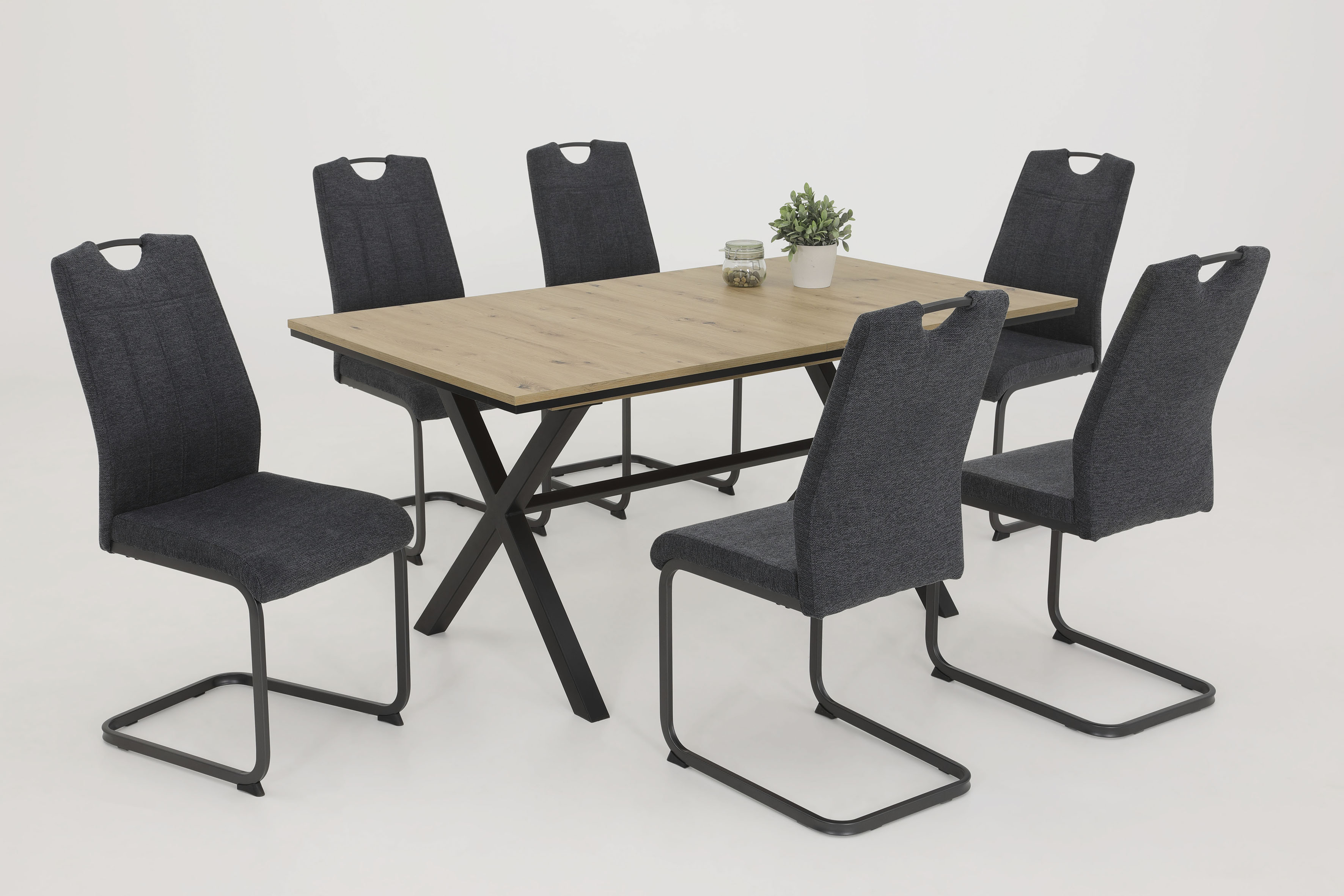 Freischwinger HELA "CHRISTINA", grau (anthrazit, grau), B:44cm H:98cm T:61cm, 100% Polyester, Stühle, Freischwinger, 1, 2 oder 4 Stück, Schwingstuhl