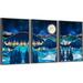 Loon Peak® Mountain Wall Art - 3 Piece Floater Frame Rectangle Print Set on Canvas Canvas, Metal in Blue | 16.3 H x 36.3 W x 1.65 D in | Wayfair