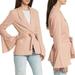 Free People Jackets & Coats | Free People Blazer Linen Blush Pink Flared Sleeve Tie Waist | Color: Cream/Pink | Size: M