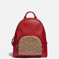 Coach Bags | Coach Carrie Backpack 23 In Color Block Signature Canvas / B4/Tan Red Apple | Color: Brown/Red | Size: Os