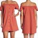 Madewell Dresses | Madewell Texture & Thread Orange Off-The-Shoulder Button-Down Summer Dress M | Color: Orange/Red | Size: M