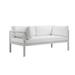 Latitude Run® Rindos 65" Wide Outdoor Metal Loveseat w/ Cushions Metal in Gray/White | 25 H x 65 W x 33 D in | Wayfair