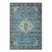 Blue/White 72 x 48 x 0.078 in Area Rug - Charlton Home® Vintage Distressed Floral Border Machine Washable Indoor Rug | Wayfair