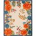 Blue/Orange 126 x 94 x 0.25 in Indoor/Outdoor Area Rug - Lark Manor™ Aloha Floral Multicolor Area Rug Polypropylene | Wayfair