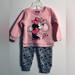 Disney Matching Sets | Disney Minnie Baby Girls 2pcs Set Jogger And Sweatshirt Pop Minnie Pink.18m | Color: Gray/Pink | Size: 18mb