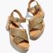 Madewell Shoes | Madewell Johanna Spotted Calf Crisscross Wood Clog Leather Sandal Sz 6.5 | Color: Tan | Size: 6.5