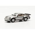 herpa 030601-003 Modellauto Porsche 911 Turbo, originalgetreu im Maßstab 1:87, Auto Modell für Diorama, Modellbau Sammlerstück, Deko Automodelle aus Kunststoff, Farbe: Silber metallic Miniaturmodell