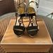 Michael Kors Shoes | Michael Kors Black Patent Leather Sandals With Gold And Logo | Color: Black/Gold | Size: 7