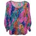 Lilly Pulitzer Tops | Lilly Pulitzer Electric Feel Porter Henley Top Size Small Colorful Pima Cotton | Color: Blue/Pink | Size: S