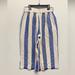 Madewell Pants & Jumpsuits | Madewell Huston Pull-On Crop Pants Linen Blend Wide Leg Stripe Ivory/Blue Sz S | Color: Blue/Cream | Size: S