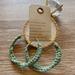 Anthropologie Jewelry | Nwt Anthropologie Green Weave Hoop Earrings | Color: Gold/Green | Size: Os