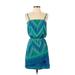 Express Casual Dress - Mini Square Sleeveless: Blue Chevron/Herringbone Dresses - Women's Size X-Small