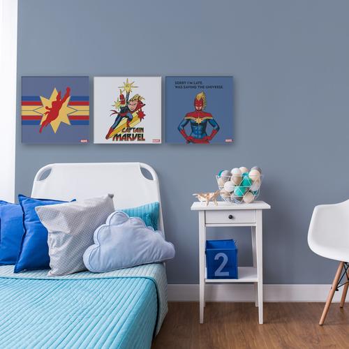 „Leinwandbild MARVEL „“Captain Marvel““ Bilder Gr. B/H/T: 90 cm x 30 cm x 2,5 cm, Leinwandbild, 3 St., bunt (mehrfarbig) Leinwandbilder“