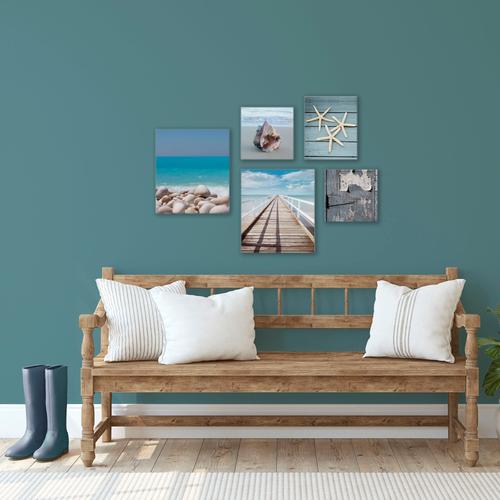 „Leinwandbild ART FOR THE HOME „“Set Strand““ Bilder Gr. B/H/T: 60 cm x 80 cm x 2,5 cm, Leinwandbild, 5 St., bunt (mehrfarbig) Leinwandbilder“