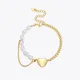 Enfashion-Bracelet coeur en perles naturelles pour femme bracelet document en or acier inoxydable