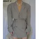 XEASY-Blazer court et jupe trapèze pour femme ensemble de mode vintage bouton unique taille