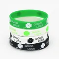 Bracelet trèfle de sport en Silicone 1 pièce porte-bonheur noir vert blanc en caoutchouc pour