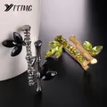 Broche en métal bambou Zircon Style chinois broche en cristal CZ strass plante en forme de plante