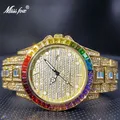 Montre-bracelet à quartz en or 18 carats pour homme montre zones me Luxe arc-en-ciel diamant