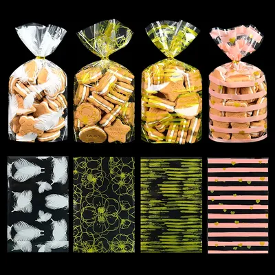 Sachets à Biscuits Transparents en Poudres Plastiques Emballage de Décoration pour Pâtisserie de